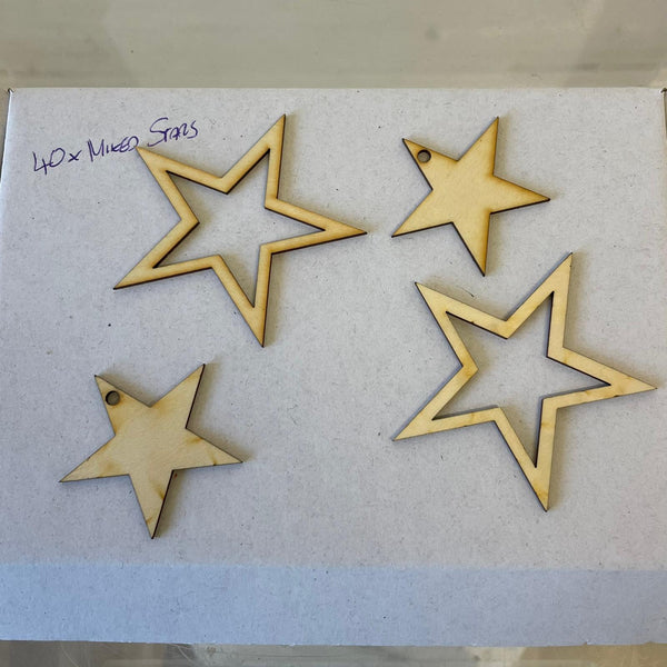 Wooden Stars 40 Pieces