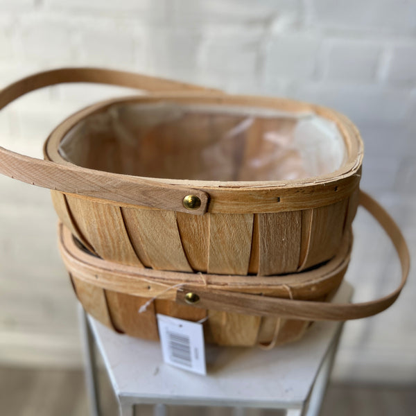 Trug Natural Wooden Basket - folding handle