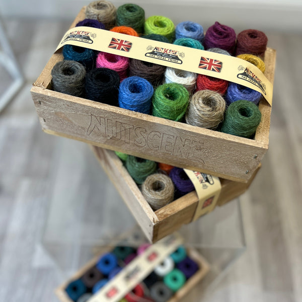 Nutscene® Wooden Crate of Mini Nutscene Heritage Twine spools