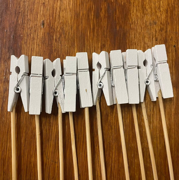 Cardholder - Wooden Peg on stick White - 50cm - Pack of 24 pieces (22p each)