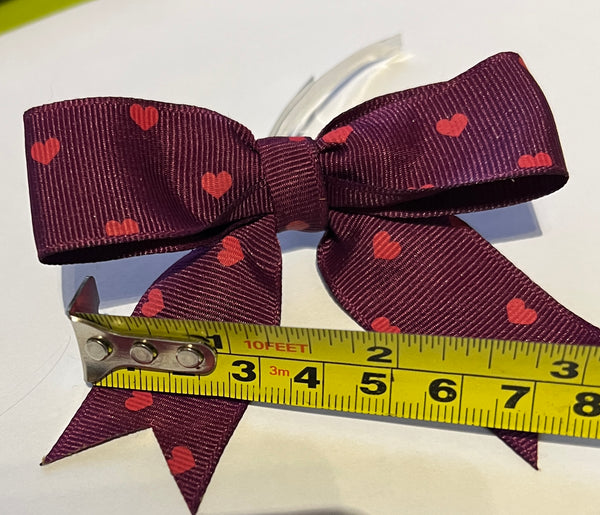 Ribbon Bows Pre-Made - Purple grosgrain with heart motif *20 pieces*